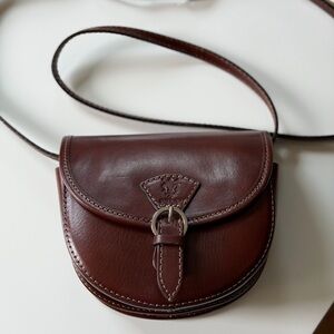 Brown Leather Italian Crossbody Bag VTG